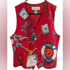 VTG 90s Liz Claiborne Red  Nautical Theme Vest/PS